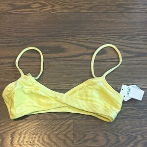 Yellow Ribbed Bikini Top